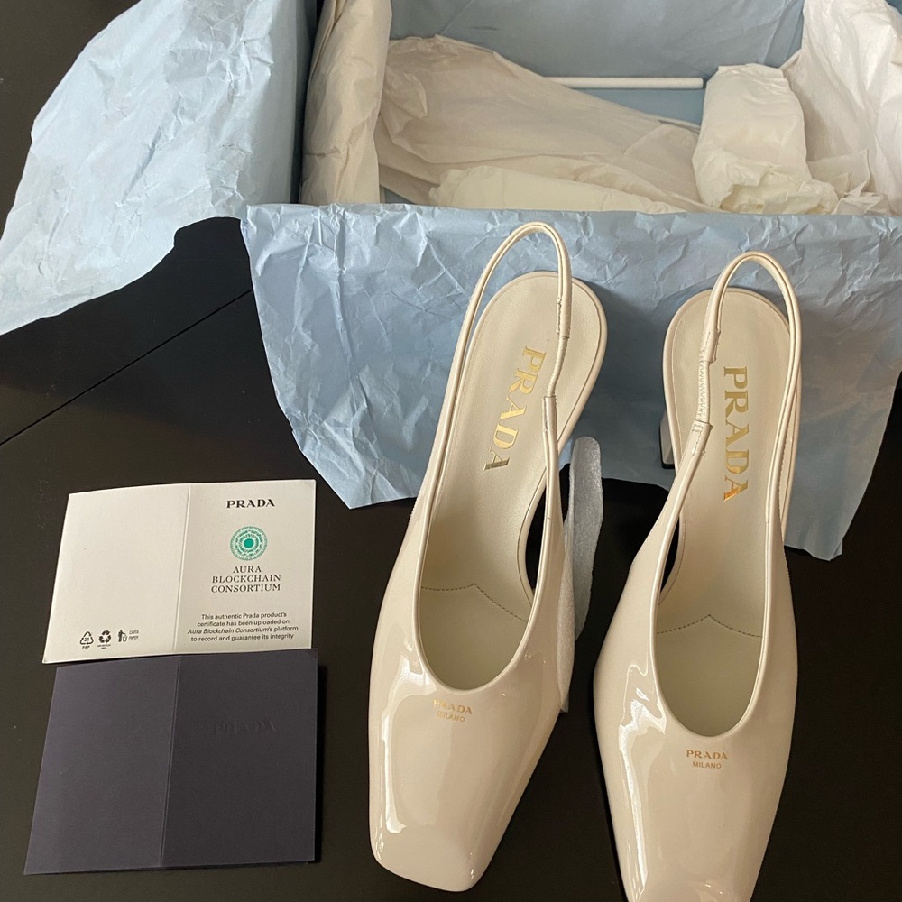 Prada Women's Elegant White Slingback Heels